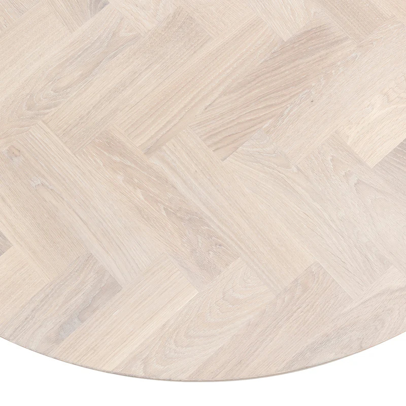 Luma Round Herringbone White Oak Table