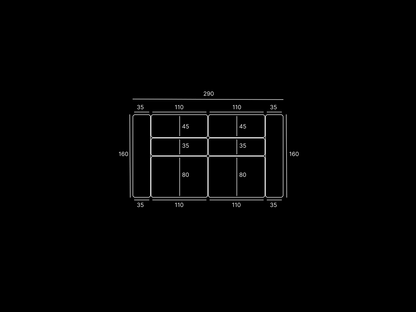 Technical drawing of a sofa