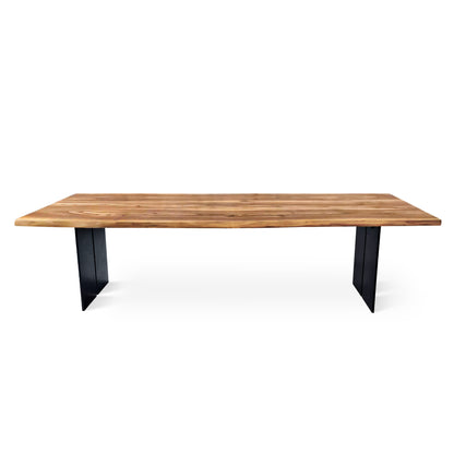 Bespoke, handcrafted solid walnut table with steel legs—sustainable, stable, and refined. Industrial elegance made to order in Europe.