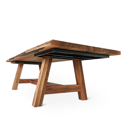 Beli farmer style solid wood dining table in clear walnut, ultimate comfort and luxury. 