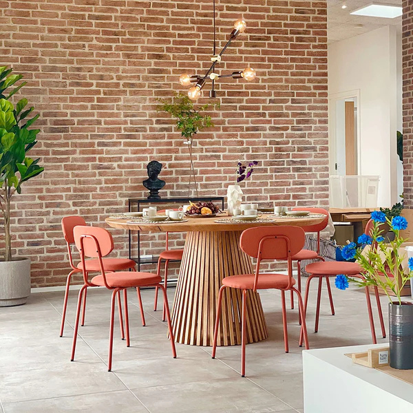 Capella Round Clear Walnut Table