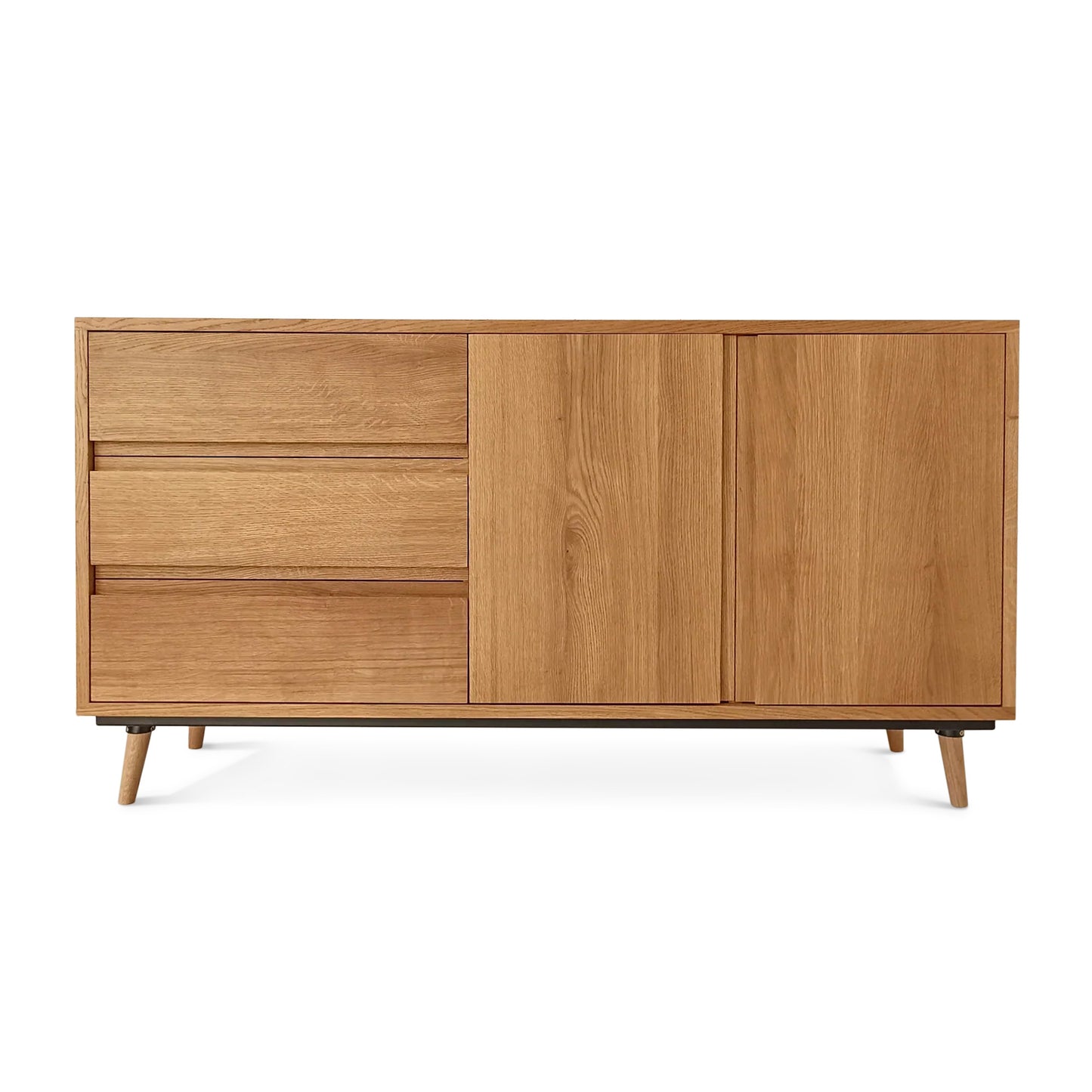 Custom made solid wood premium sideboard with storage in clear oak.