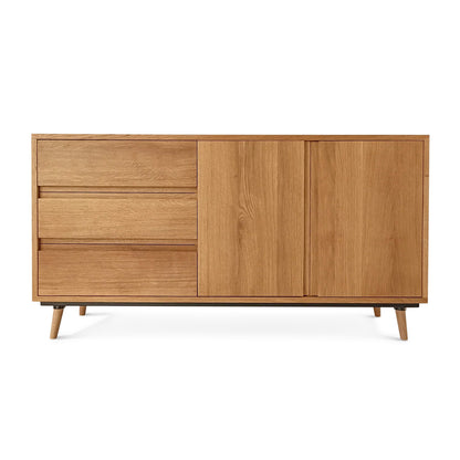 Custom made solid wood premium sideboard with storage in clear oak.