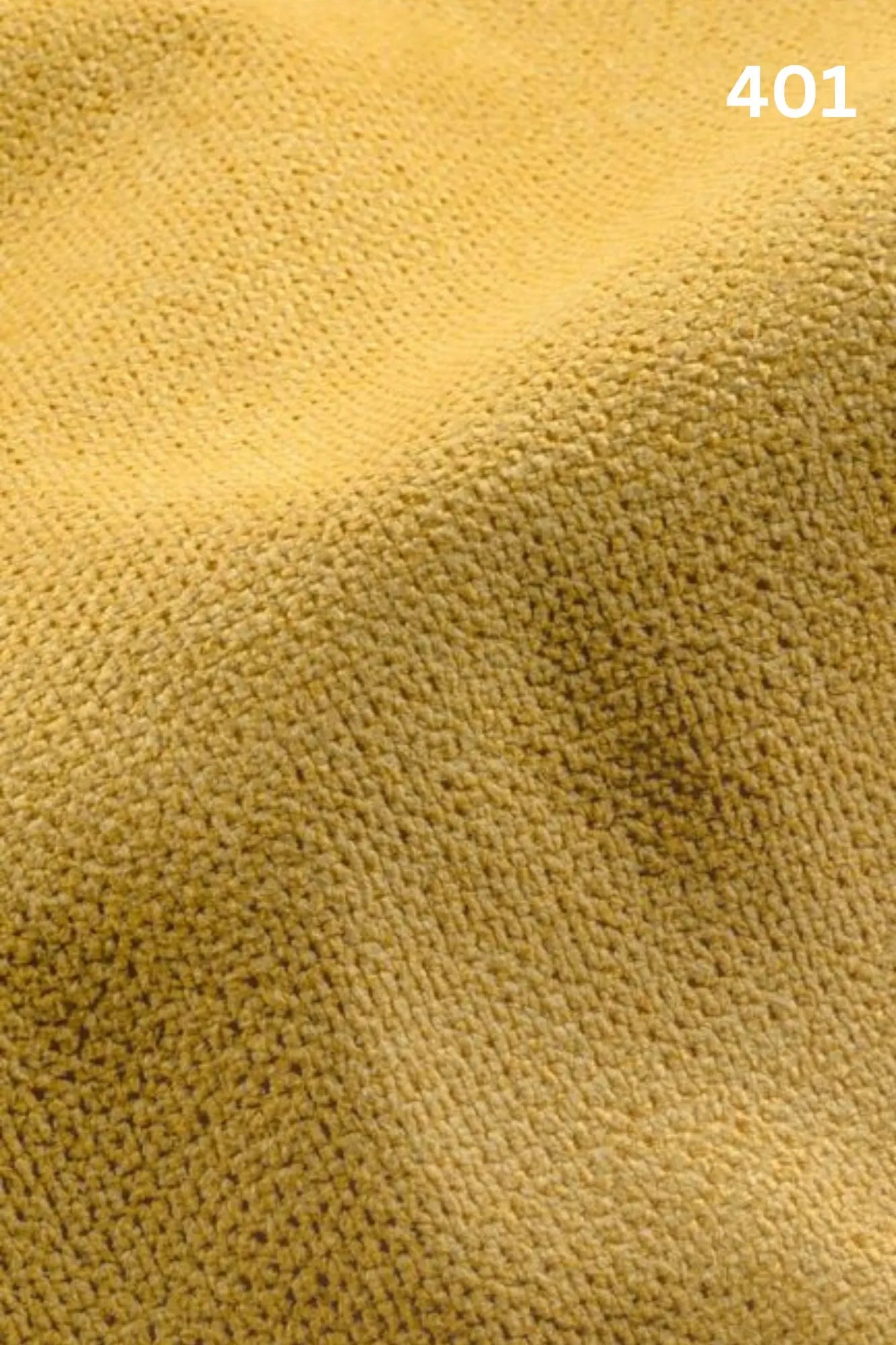 Close-up of yellow fabric texture with a slight wave pattern and number '401' in the corner. 