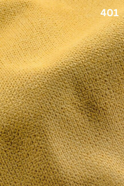 Close-up of yellow fabric texture with a slight wave pattern and number '401' in the corner. 
