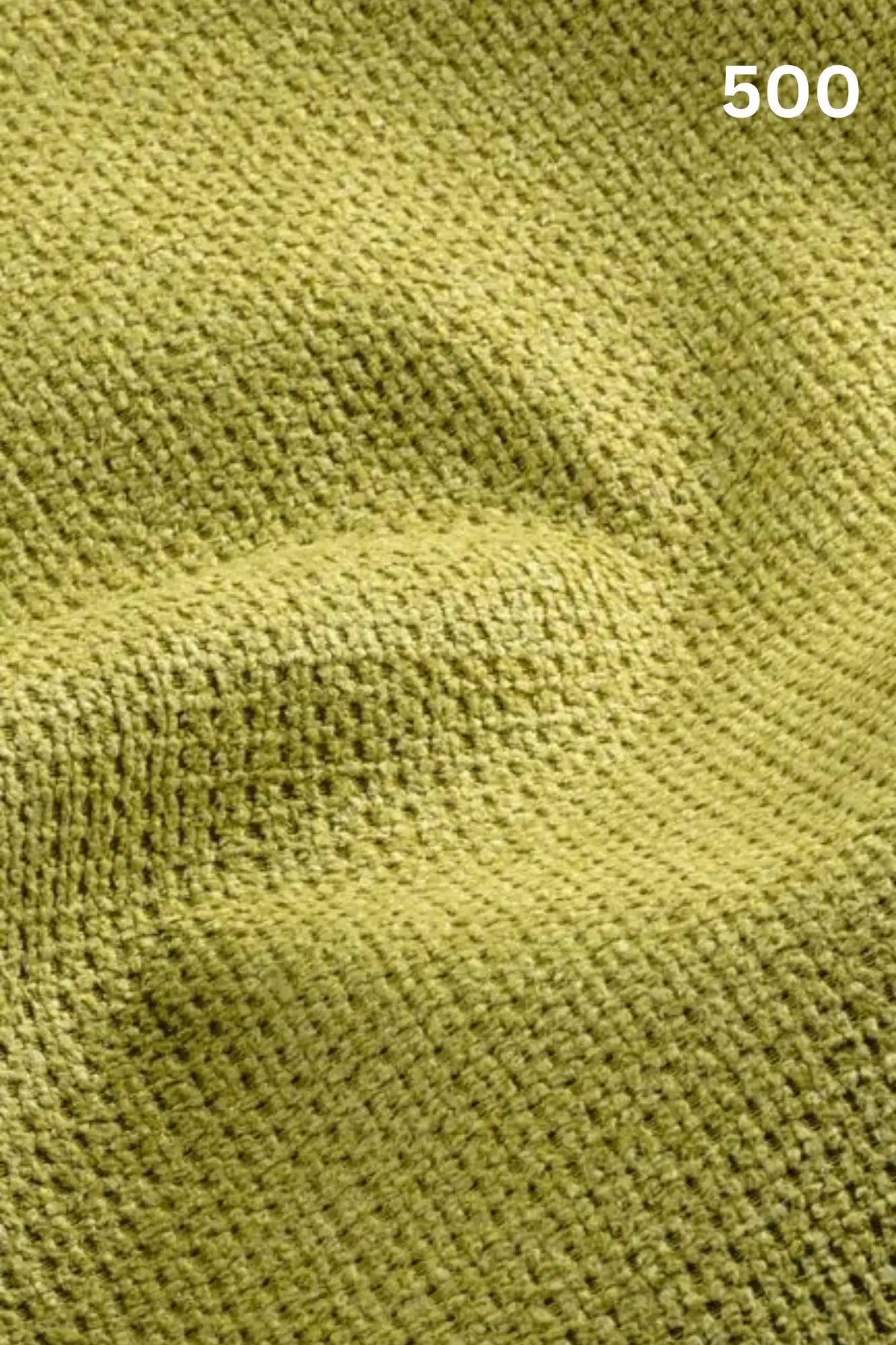 Close-up of green fabric texture with a slight wave pattern and number '500' in the corner. 