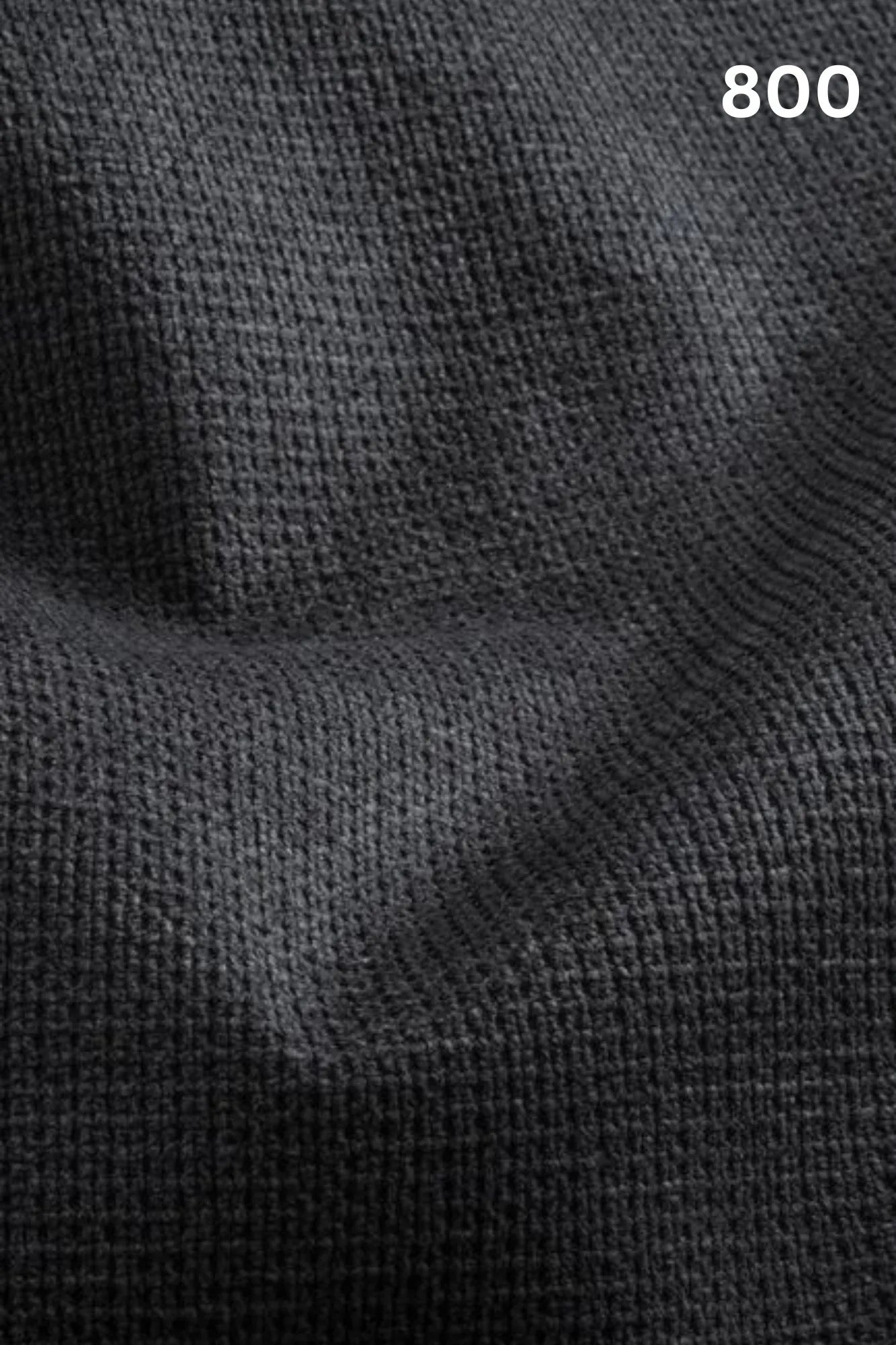 Close-up of black fabric texture with a slight wave pattern and number '800' in the corner. 