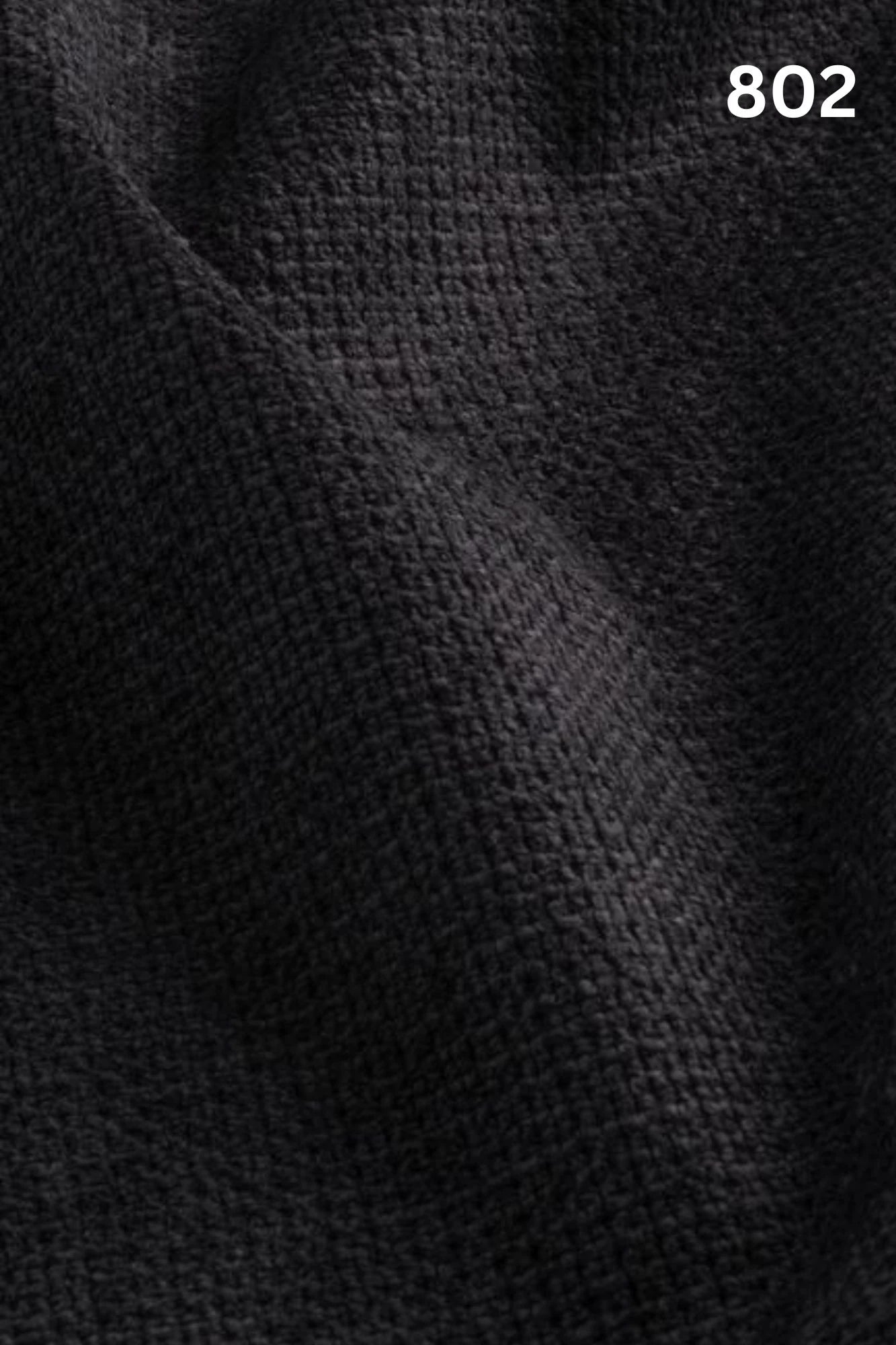 Close-up of black fabric texture with a slight wave pattern and number '802' in the corner. 