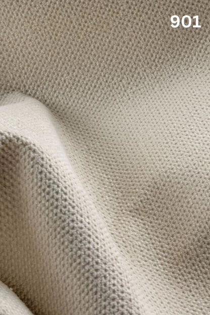 Close-up of white fabric texture with a slight wave pattern and number '901' in the corner. 