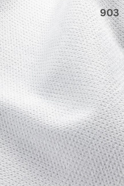 Close-up of white fabric texture with a slight wave pattern and number '903' in the corner. 