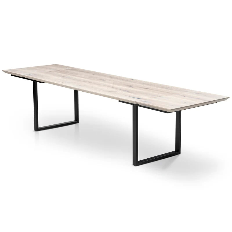 Megan Extendable Solid Wood White Oak Dining Table With Metal Legs Talia Haus