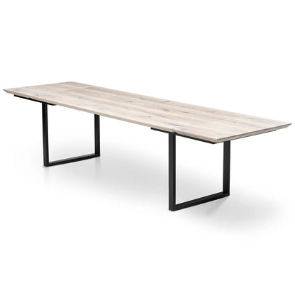 Megan Extendable Solid Wood White Oak Dining Table With Metal Legs Talia Haus