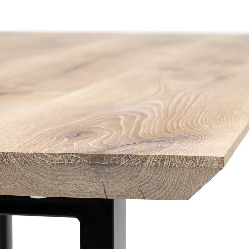 Megan Extendable Solid Wood White Oak Dining Table With Metal Legs Talia Haus
