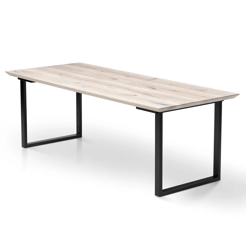 Megan Extendable Solid Wood White Oak Dining Table With Metal Legs Talia Haus