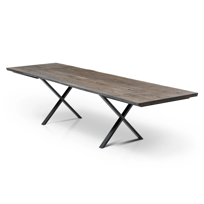 Megan Extendable Solid Wood Dark Oak Dining Table With Metal Legs Talia Haus