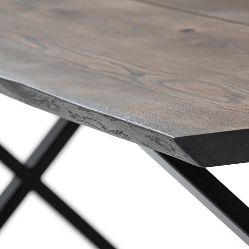 Megan Extendable Solid Wood Dark Oak Dining Table With Metal Legs Talia Haus