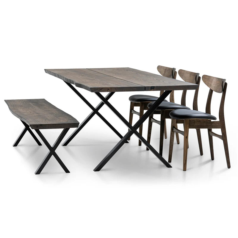 Megan Extendable Solid Wood Dark Oak Dining Table With Metal Legs Talia Haus