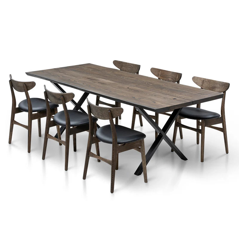 Megan Extendable Solid Wood Dark Oak Dining Table With Metal Legs Talia Haus