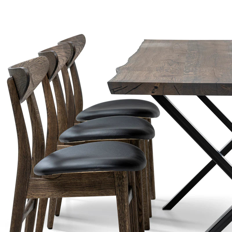 Megan Extendable Solid Wood Dark Oak Dining Table With Metal Legs Talia Haus