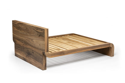 Naby Handcrafted Solid Wood Bed in Clear Walnut