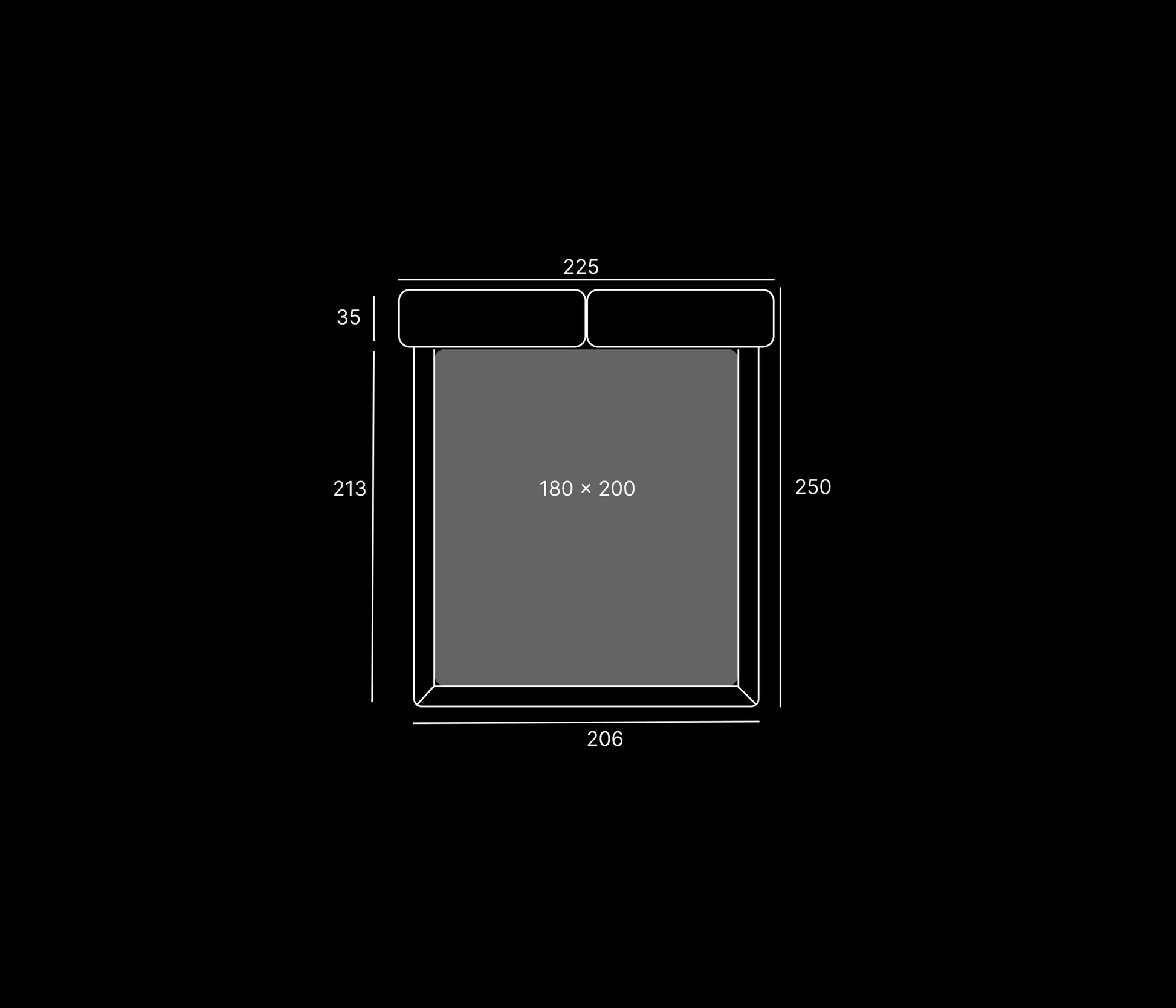 Technical drawing of a Tesa Bed.