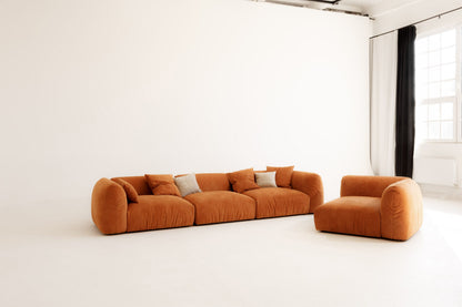 modern modular sectional sofa in orange fabric made in Europe